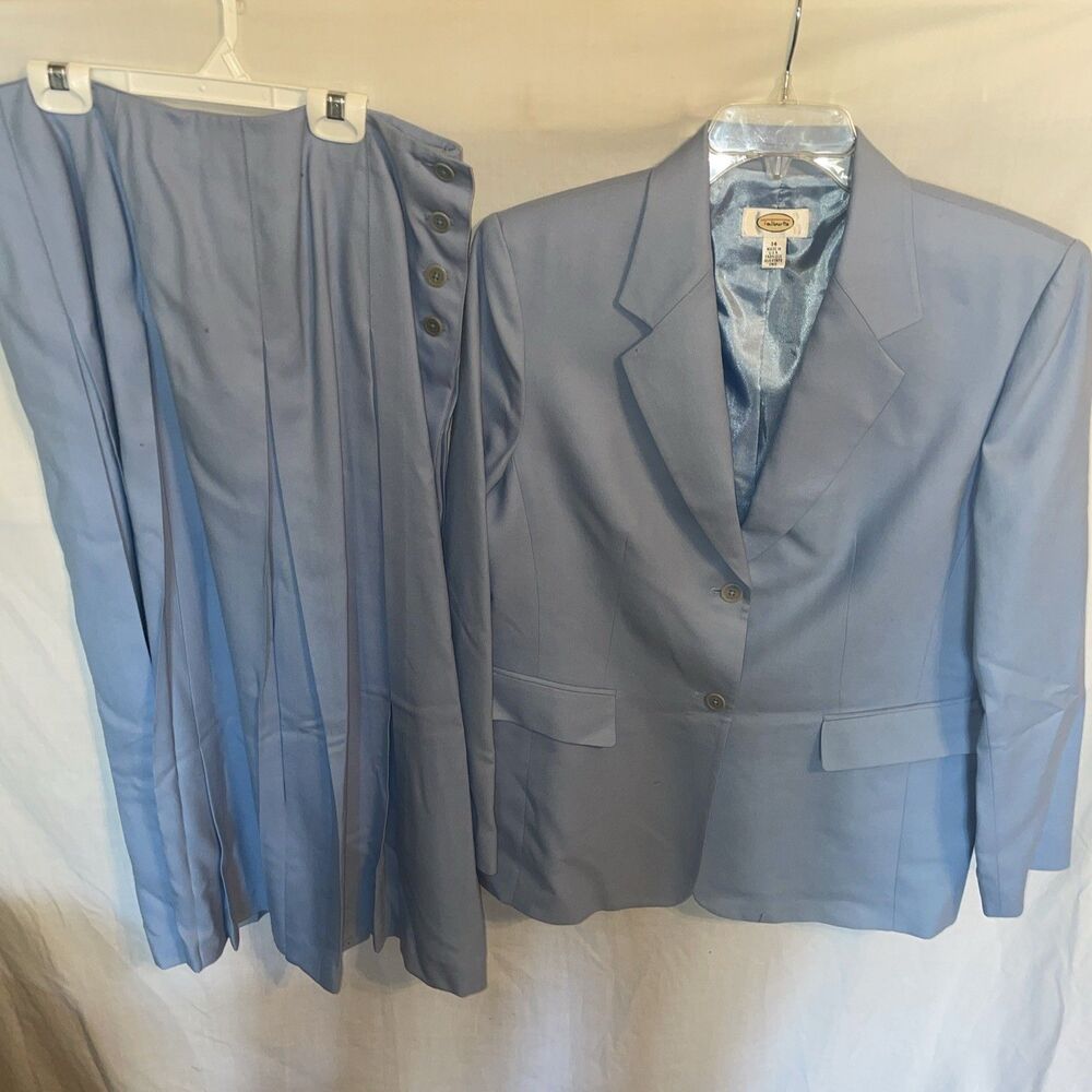 Talbots Women’s Skirt Suit Size 14 Powder Blue Wool Business Formal